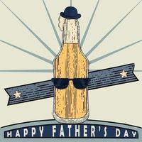 vintage fars dag affisch med en ölflaska med hatt och solglasögon vektor