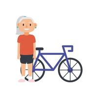 gammal kvinna ridning cykel avatar karaktär vektor