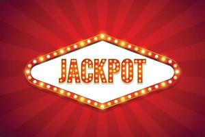 jackpot text elektriska glödlampor billboard retro ljus ramar vektorillustration vektor