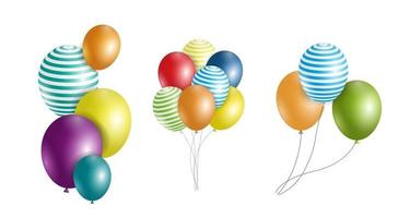 Gruppe von farbigen glänzenden Heliumballons isoliert. Luftballons für Geburtstagsfeier. Partydekorationen vektor