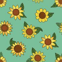 nahtlos Muster mit Sonnenblumen. sonnig Blumen. Design zum Stoff, Textil, Hintergrund, Verpackung. vektor