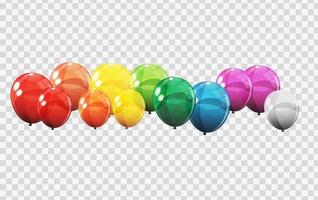 grupp färgade glansiga heliumballonger isolerade. uppsättning ballonger för födelsedagsfirande. festdekorationer