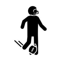 American Football-Spieler mit Ballspielsport-Profi- und Freizeit-Silhouette-Design-Ikone vektor