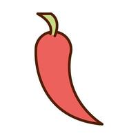 gesundes Essen frisches Gemüse rohe Chili-Pfeffer-Zutaten-Linie und Füllstil-Symbol