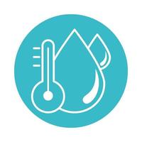 Wassertropfen Thermometer Temperatur Natur Flüssigkeit Blauer Block Stil Symbol vektor