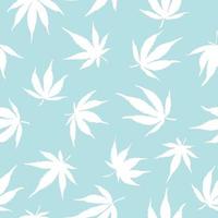 nahtloses Muster von Cannabisblättern auf einem blauen Hintergrund. weiße Hanfblätter auf einem blauen Hintergrund. Vektorillustration. Cannabis vektor