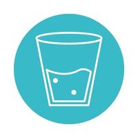 Glas mit Wassermineralflüssigkeit blaues Blockstilsymbol vektor