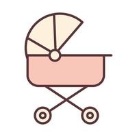 Baby süße Kinderwagen Transport Willkommenseinladungsvorlage Linie und Fülldesign Symbol vektor