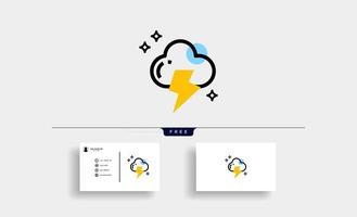 moln och åska vektor ikon design