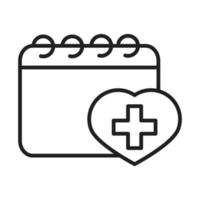 kalender påminnelse sjukvård medicinska och sjukhus piktogram linje stil ikon vektor