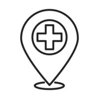 gps navigaton destinaton pin sjukvård medicinsk och sjukhus piktogram linje stil ikon vektor