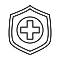 Schild Schutz Gesundheitswesen Medizin und Krankenhaus Piktogramm Symbol Linienstil vektor