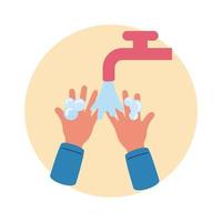 Covid19-Prävention Waschen Sie Ihre Hände mit Wasser Vermeiden Sie die Ausbreitung des Coronavirus vektor
