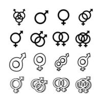 Bündel von Geschlechtssymbolen der Linienstilsymbole der sexuellen Orientierung vektor