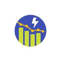 energiförbrukningsminsknings- eller minskningsvektorikonen vektor