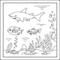 Design-Aqua-Fisch-Umriss-Malseite für Kinder vektor
