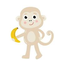 Vektor Illustration von süß Affe Karikatur Essen Banane