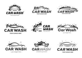 Auto waschen Logo Vektor einstellen schwarz Farbe eben Stil