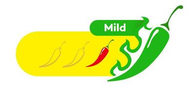 Chili Pfeffer mild Niveau Etikette isoliert vektor