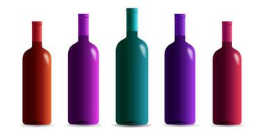 Ranke Flasche einstellen realistisch Stil anders Farbe vektor