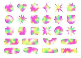 form holografi uppsättning y2k stil neon Färg vektor