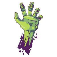 hand dragen zombie hand i platt stil vektor
