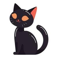 Hand gezeichnet süß schwarz Katze im eben Stil vektor