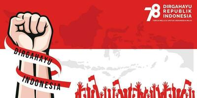 17 August. Indonesien glücklich Unabhängigkeit Tag Banner, Gruß Karte, Hintergrund Vektor. Dirgahayu republik Indonesien vektor