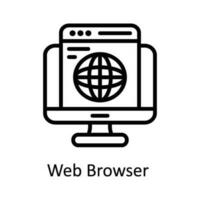 Netz Browser Vektor Gliederung Symbol Design Illustration. Digital Marketing Symbol auf Weiß Hintergrund eps 10 Datei