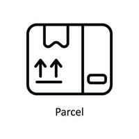 paket vektor översikt ikon design illustration. frakt och leverans symbol på vit bakgrund eps 10 fil
