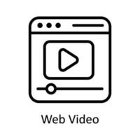 webb video vektor översikt ikon design illustration. digital marknadsföring symbol på vit bakgrund eps 10 fil