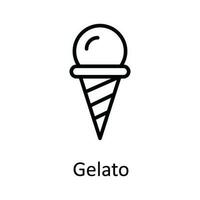 gelato vektor översikt ikon design illustration. mat och drycker symbol på vit bakgrund eps 10 fil