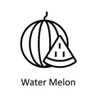 Wasser Melone Vektor Gliederung Symbol Design Illustration. Essen und Getränke Symbol auf Weiß Hintergrund eps 10 Datei