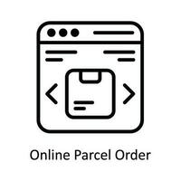 online Paket bestellen Vektor Gliederung Symbol Design Illustration. Versand und Lieferung Symbol auf Weiß Hintergrund eps 10 Datei