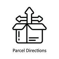 Paket Richtungen Vektor Gliederung Symbol Design Illustration. Versand und Lieferung Symbol auf Weiß Hintergrund eps 10 Datei