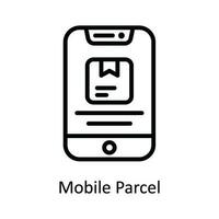 mobil paket vektor översikt ikon design illustration. frakt och leverans symbol på vit bakgrund eps 10 fil