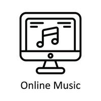 online Musik- Vektor Gliederung Symbol Design Illustration. Multimedia Symbol auf Weiß Hintergrund eps 10 Datei