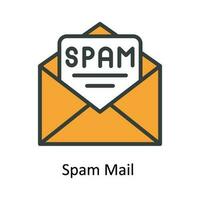 Spam Mail Vektor füllen Gliederung Symbol Design Illustration. Cyber Sicherheit Symbol auf Weiß Hintergrund eps 10 Datei