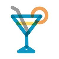 tropischer Cocktailbecher Symbol für Linienstil multiplizieren vektor