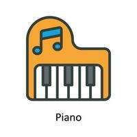Klavier Vektor füllen Gliederung Symbol Design Illustration. Multimedia Symbol auf Weiß Hintergrund eps 10 Datei