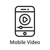 Handy, Mobiltelefon Video Vektor Gliederung Symbol Design Illustration. Multimedia Symbol auf Weiß Hintergrund eps 10 Datei