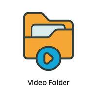 Video Mappe Vektor füllen Gliederung Symbol Design Illustration. Multimedia Symbol auf Weiß Hintergrund eps 10 Datei