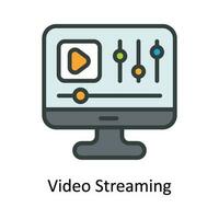 video strömning vektor fylla översikt ikon design illustration. multimedia symbol på vit bakgrund eps 10 fil