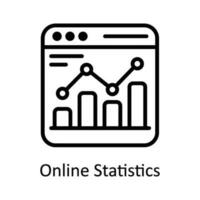 uppkopplad statistik vektor översikt ikon design illustration. digital marknadsföring symbol på vit bakgrund eps 10 fil