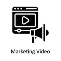 Marketing Video Vektor solide Symbol Design Illustration. Digital Marketing Symbol auf Weiß Hintergrund eps 10 Datei