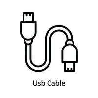 uSB kabel- vektor översikt ikon design illustration. nätverk och kommunikation symbol på vit bakgrund eps 10 fil