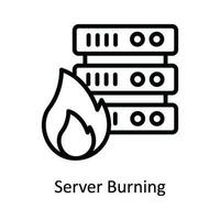 server brinnande vektor översikt ikon design illustration. cyber säkerhet symbol på vit bakgrund eps 10 fil