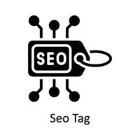 SEO Etikett Vektor solide Symbol Design Illustration. Digital Marketing Symbol auf Weiß Hintergrund eps 10 Datei