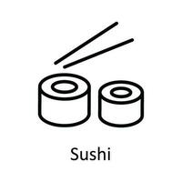 sushi vektor översikt ikon design illustration. mat och drycker symbol på vit bakgrund eps 10 fil