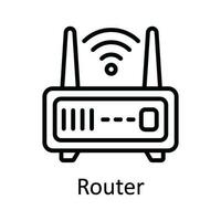 Router Vektor Gliederung Symbol Design Illustration. Multimedia Symbol auf Weiß Hintergrund eps 10 Datei